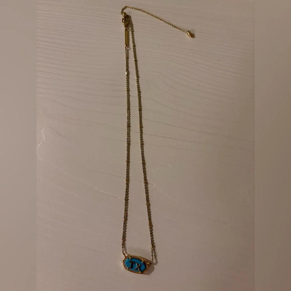 KENDRA SCOTT ELISA GOLD TEXAS NECKLACE IN TURQUOISE LIKE NEW